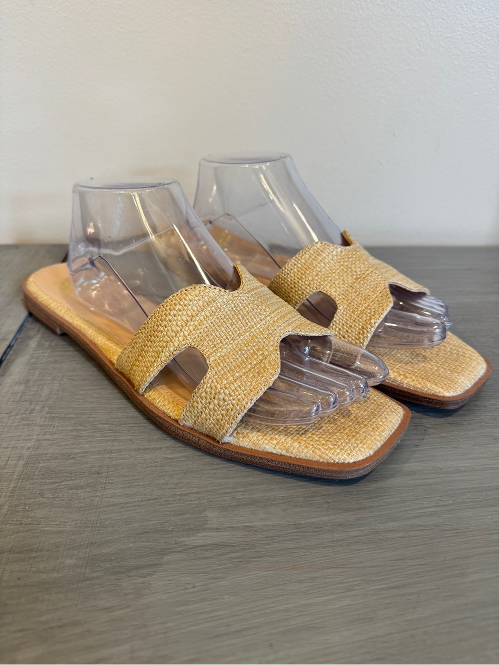 Woven Slide Sandals in Natural Straw madden size 11 rafia beige flat